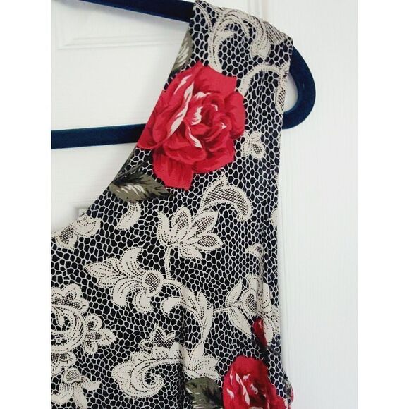 Expressions Women’s 14 Maxi Dress Zip Rear Red Roses‎ Tank Style Top Rayon - Picture 6 of 8